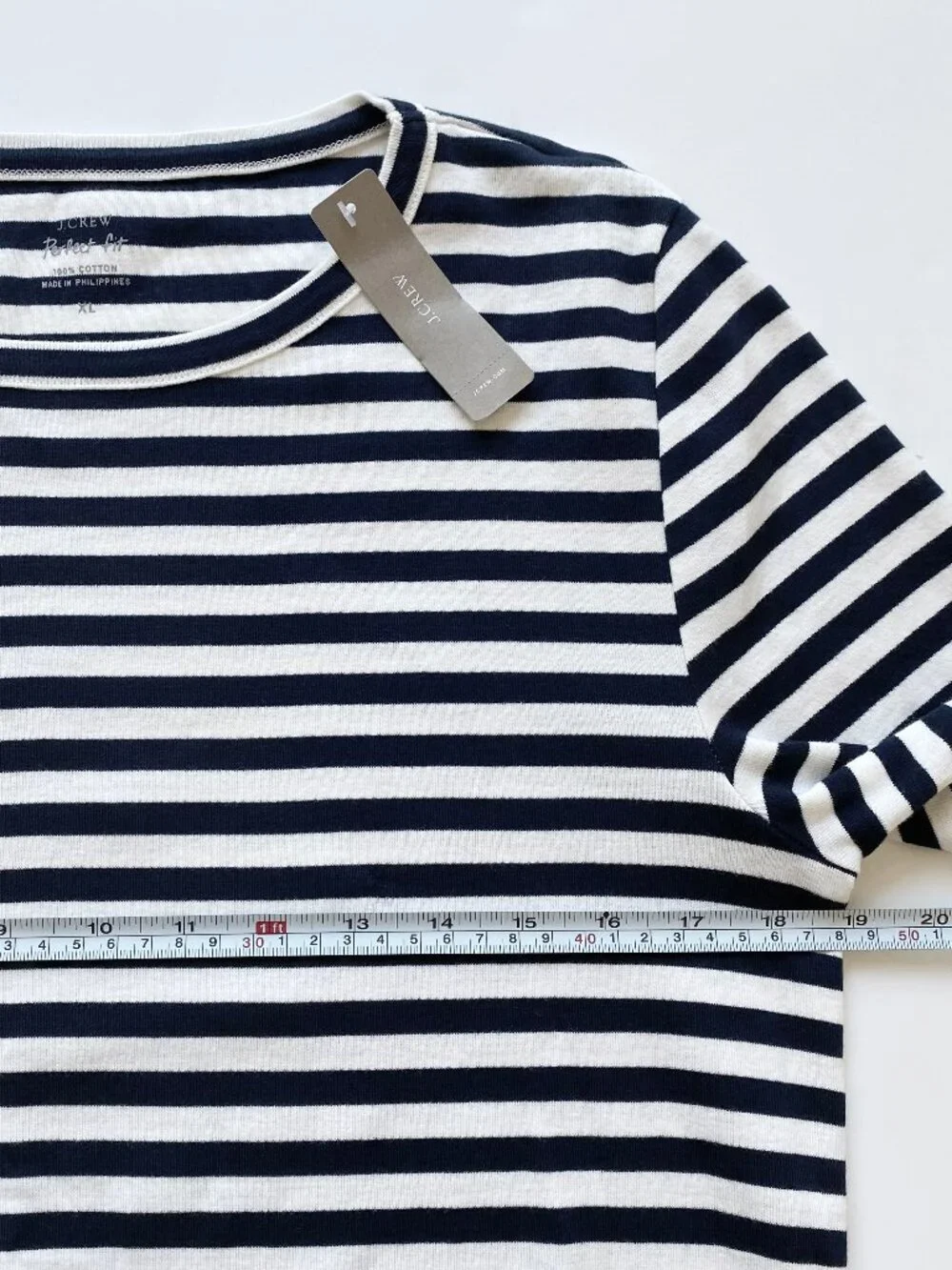 J.Crew Cotton Perfect Fit Striped Tee Black White XL